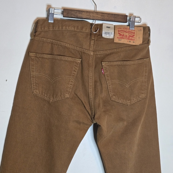 Levi's 501 Original Men's Brown Golden Cotton Stretch Jeans 36×29 NWT - Picture 5 of 7